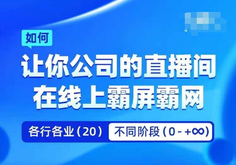 企业矩阵直播霸屏实操课，让你公司的直播间在线上霸屏霸网-苍穹网创