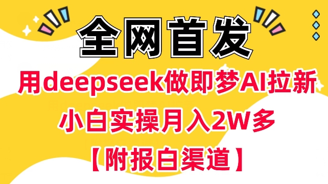 用deepseek做即梦Ai拉新 小白实操月入过W+【附报白渠道】-苍穹网创