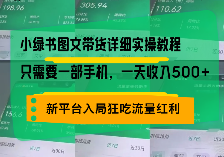 小绿书图文带货详细实操教程，只需要一部手机，一天收入500+，轻松变现-苍穹网创