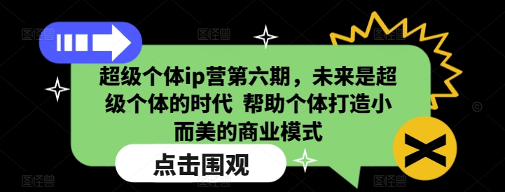 超级个体ip营第六期，未来是超级个体的时代  帮助个体打造小而美的商业模式-苍穹网创