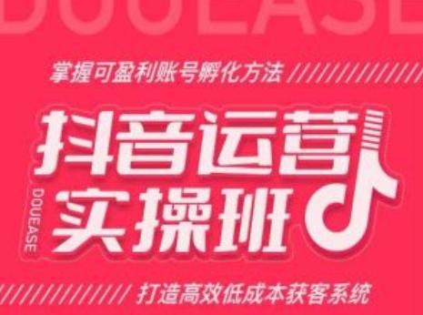 抖音运营实操班，掌握可盈利账号孵化方法，打造高效低成本获客系统-苍穹网创