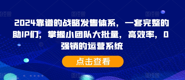 2024靠谱的战略发售体系，一套完整的助IP们，掌握小团队大批量，高效率，0 强销的运营系统-苍穹网创