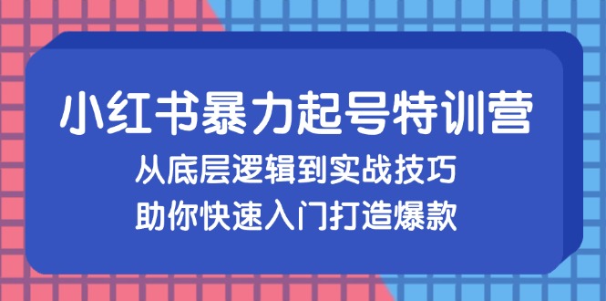 小红书暴力起号训练营，从底层逻辑到实战技巧，助你快速入门打造爆款-苍穹网创