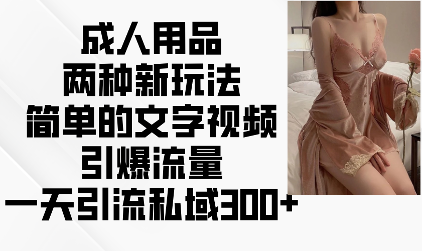 成人用品两种新玩法，简单的文字视频引爆流量，一天引流私域300+-苍穹网创