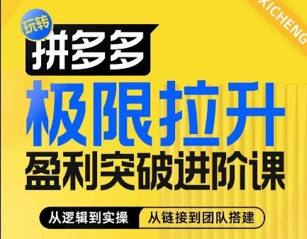 拼多多极限拉升盈利突破进阶课，​从算法到玩法，从玩法到团队搭建，体系化系统性帮助商家实现利润提升-苍穹网创