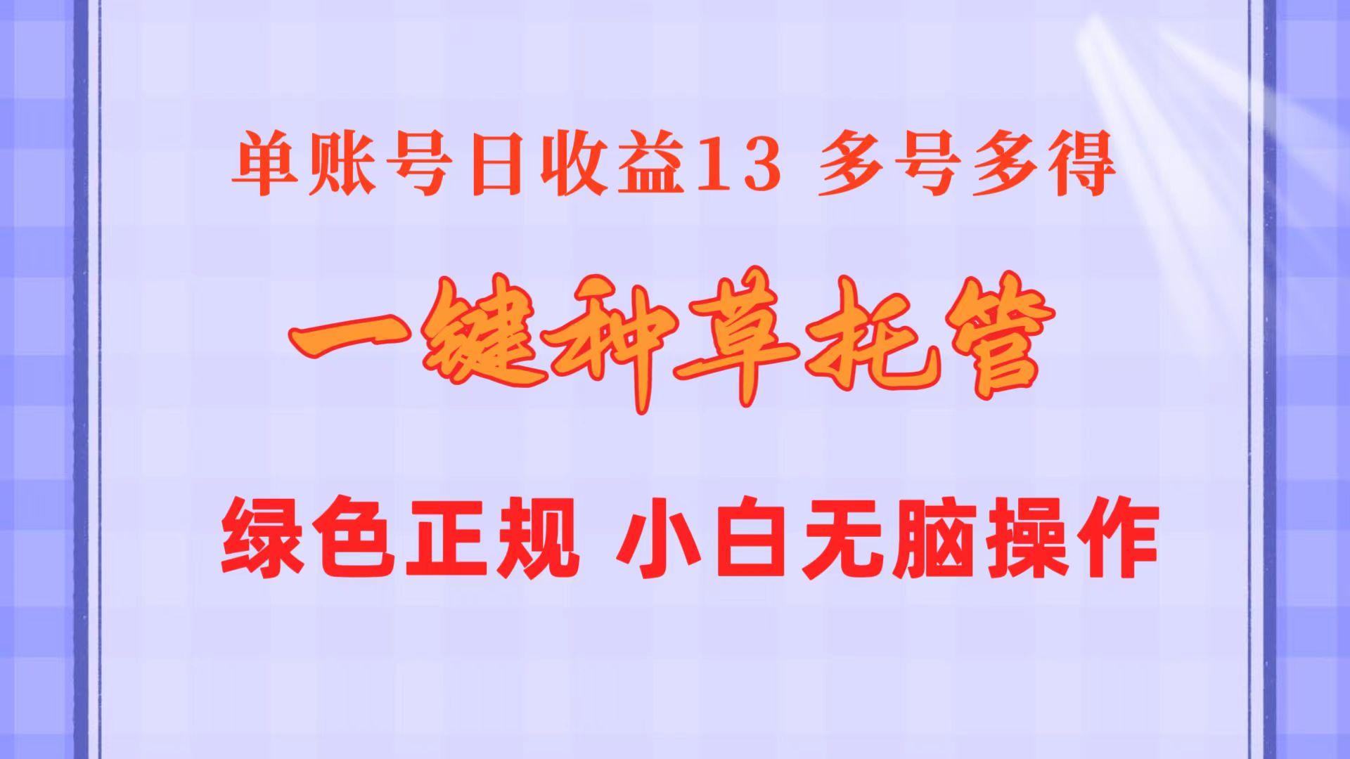 一键种草托管 单账号日收益13元  10个账号一天130  绿色稳定 可无限推广-苍穹网创