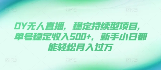 DY无人直播，稳定持续型项目，单号稳定收入500+，新手小白都能轻松月入过万【揭秘】-苍穹网创