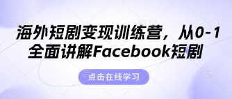 海外短剧变现训练营，从0-1全面讲解Facebook短剧-苍穹网创
