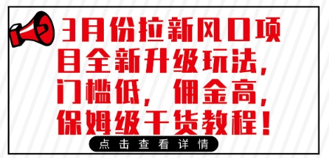3月份拉新风口项目全新升级玩法，门槛低，佣金高，保姆级干货教程-苍穹网创