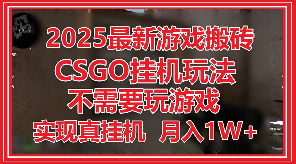 2025最新游戏搬砖，CSGO挂机，不需要玩游戏，实现真挂机，月入1W+-苍穹网创