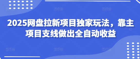 2025网盘拉新项目独家玩法，靠主项目支线做出全自动收益-苍穹网创