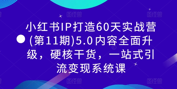 小红书IP打造60天实战营(第11期)5.0​内容全面升级，硬核干货，一站式引流变现系统课-苍穹网创