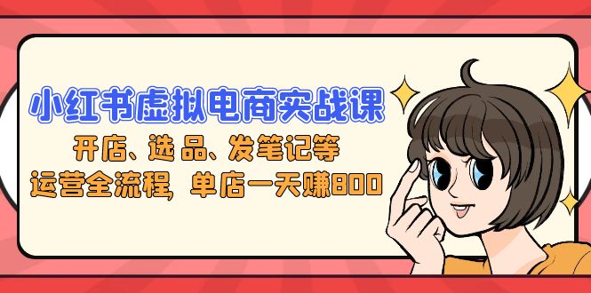 小红书虚拟电商实战课：开店、选品、发笔记等运营全流程，单店一天赚800-苍穹网创