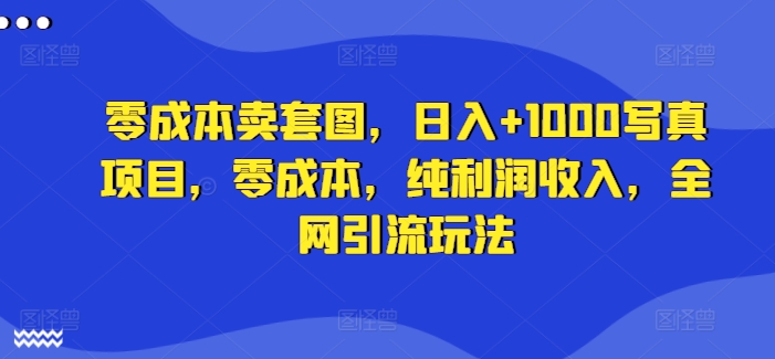 零成本卖套图，日入+1000写真项目，零成本，纯利润收入，全网引流玩法-苍穹网创