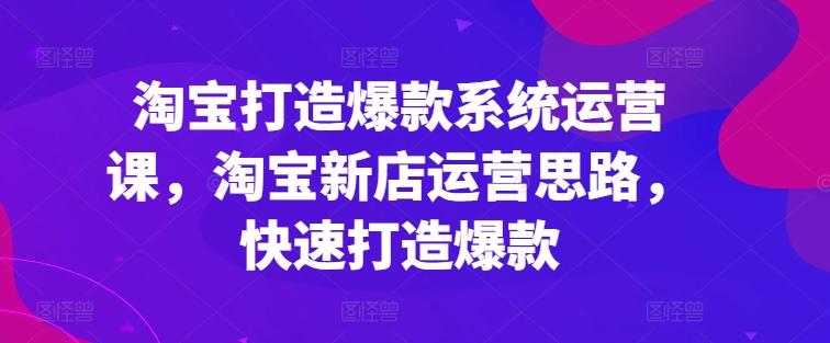 淘宝打造爆款系统运营课，淘宝新店运营思路，快速打造爆款-苍穹网创