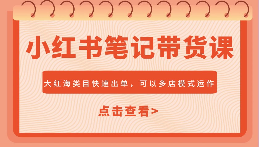 小红书笔记带货课，大红海类目快速出单，市场大，可以多店模式运作(更新)-苍穹网创