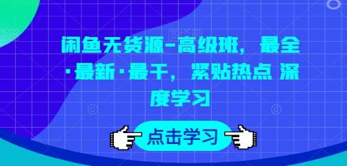 闲鱼无货源-高级班，最全·最新·最干，紧贴热点 深度学习-苍穹网创