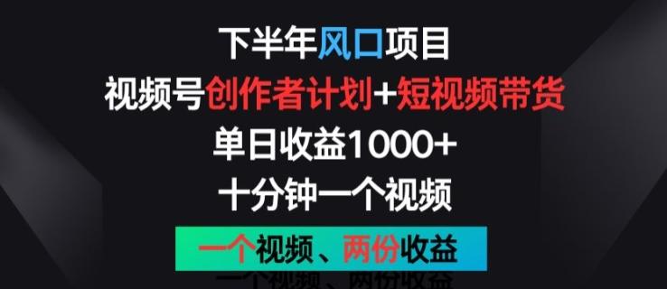 下半年风口项目，视频号创作者计划+视频带货，一个视频两份收益，十分钟一个视频【揭秘】-苍穹网创