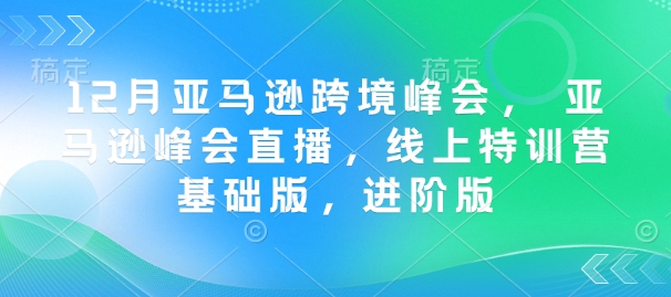 12月亚马逊跨境峰会， 亚马逊峰会直播，线上特训营基础版，进阶版-苍穹网创