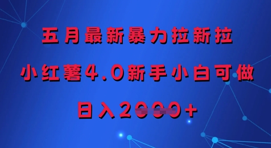 五月最新暴力拉新拉，小红薯4.0新手小白可做，日入多张-苍穹网创