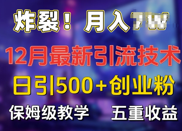 炸裂!揭秘12月最新日引流500+精准创业粉，多重收益保姆级教学-苍穹网创