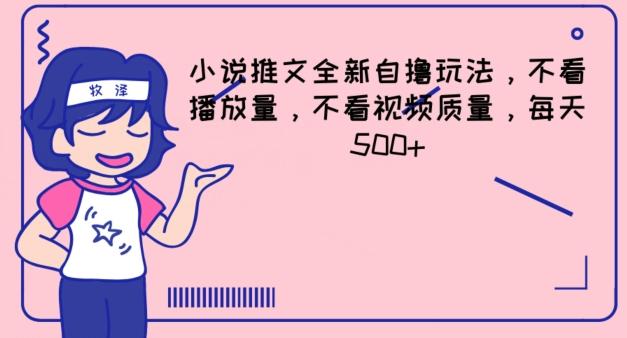 小说推文全新自撸玩法，不看播放量，不看视频质量，每天500+【揭秘】-苍穹网创
