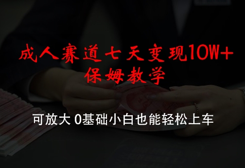 成人赛道七天变现10W+保姆教学，可放大，0基础小白也能轻松上车【揭秘】-苍穹网创