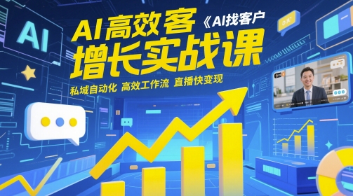 AI高效获客增长实战课，​AI找客户 私域自动化 高效工作流 直播快变现-苍穹网创