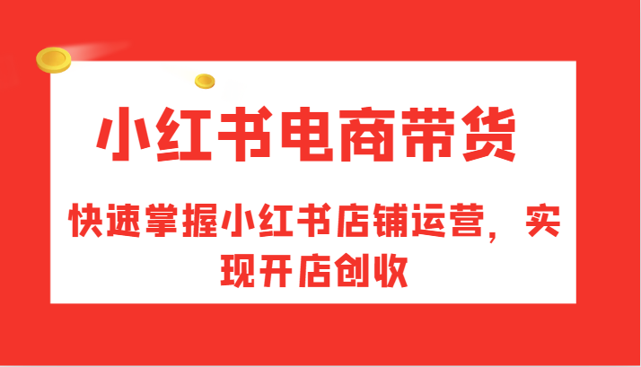 小红书电商带货，快速掌握小红书店铺运营，实现开店创收-苍穹网创