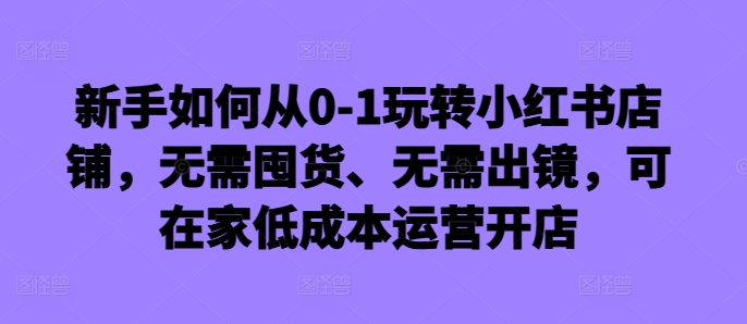 新手如何从0-1玩转小红书店铺，无需囤货、无需出镜，可在家低成本运营开店-苍穹网创