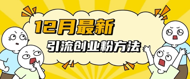 12月最新引流创业粉方法，方法非常简单，适用于多平台-苍穹网创