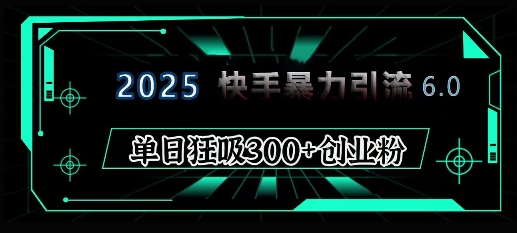2025年快手6.0保姆级教程震撼来袭，单日狂吸300+精准创业粉-苍穹网创