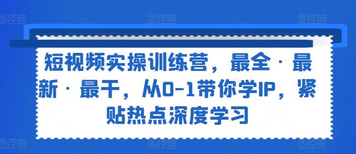短视频实操训练营，最全·最新·最干，从0-1带你学IP，紧贴热点深度学习-苍穹网创