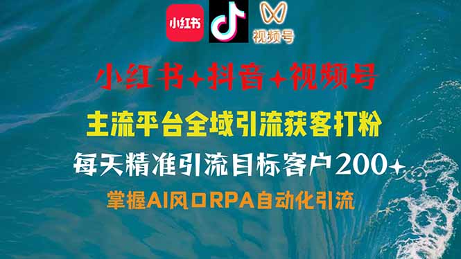 小红书、抖音、视频号全域多平台引流获客，日引目标客户200+，RPA自动…-苍穹网创