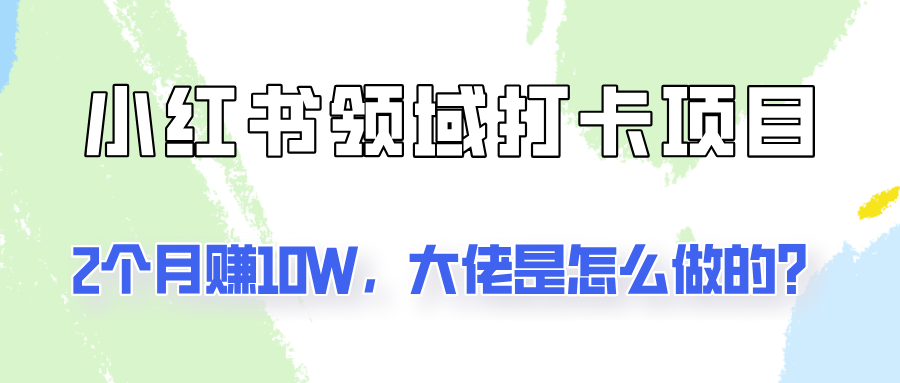 通过小红书领域打卡项目2个月赚10W，大佬是怎么做的？-苍穹网创