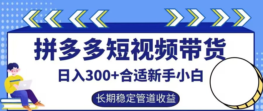 拼多多短视频带货日入300+有长期稳定被动收益，合适新手小白【揭秘】-苍穹网创