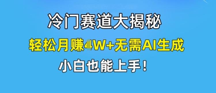 冷门赛道大揭秘，轻松月赚1W+无需AI生成，小白也能上手【揭秘】-苍穹网创