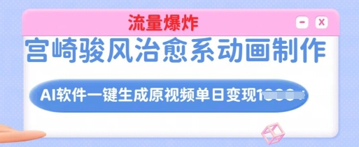 宫崎骏风治愈系动画制作，AI软件一键生成原创视频流量爆炸，单日变现多张，详细实操流程-苍穹网创