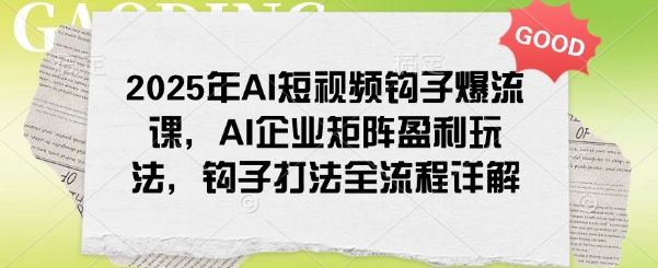 2025年AI短视频钩子爆流课，AI企业矩阵盈利玩法，钩子打法全流程详解-苍穹网创