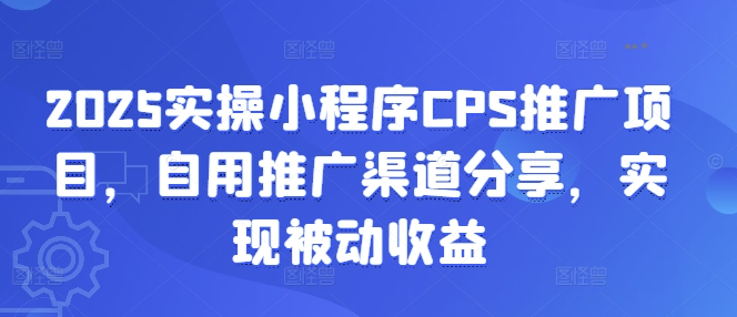 2025实操小程序CPS推广项目，自用推广渠道分享，实现被动收益-苍穹网创