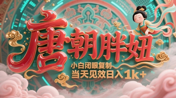 用AI克隆“唐朝胖妞”日更3条，平台疯狂推流，小白闭眼复制，当天见效，日入1k+-苍穹网创