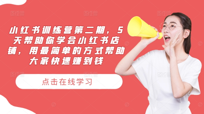小红书训练营第二期，5天帮助你学会小红书店铺，用最简单的方式帮助大家快速赚到钱-苍穹网创