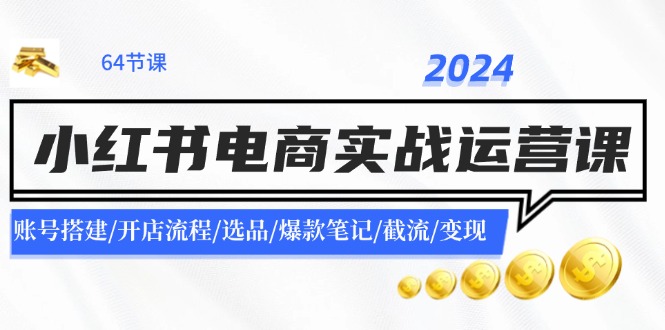 2024小红书电商实战运营课：账号搭建/开店流程/选品/爆款笔记/截流/变现-苍穹网创