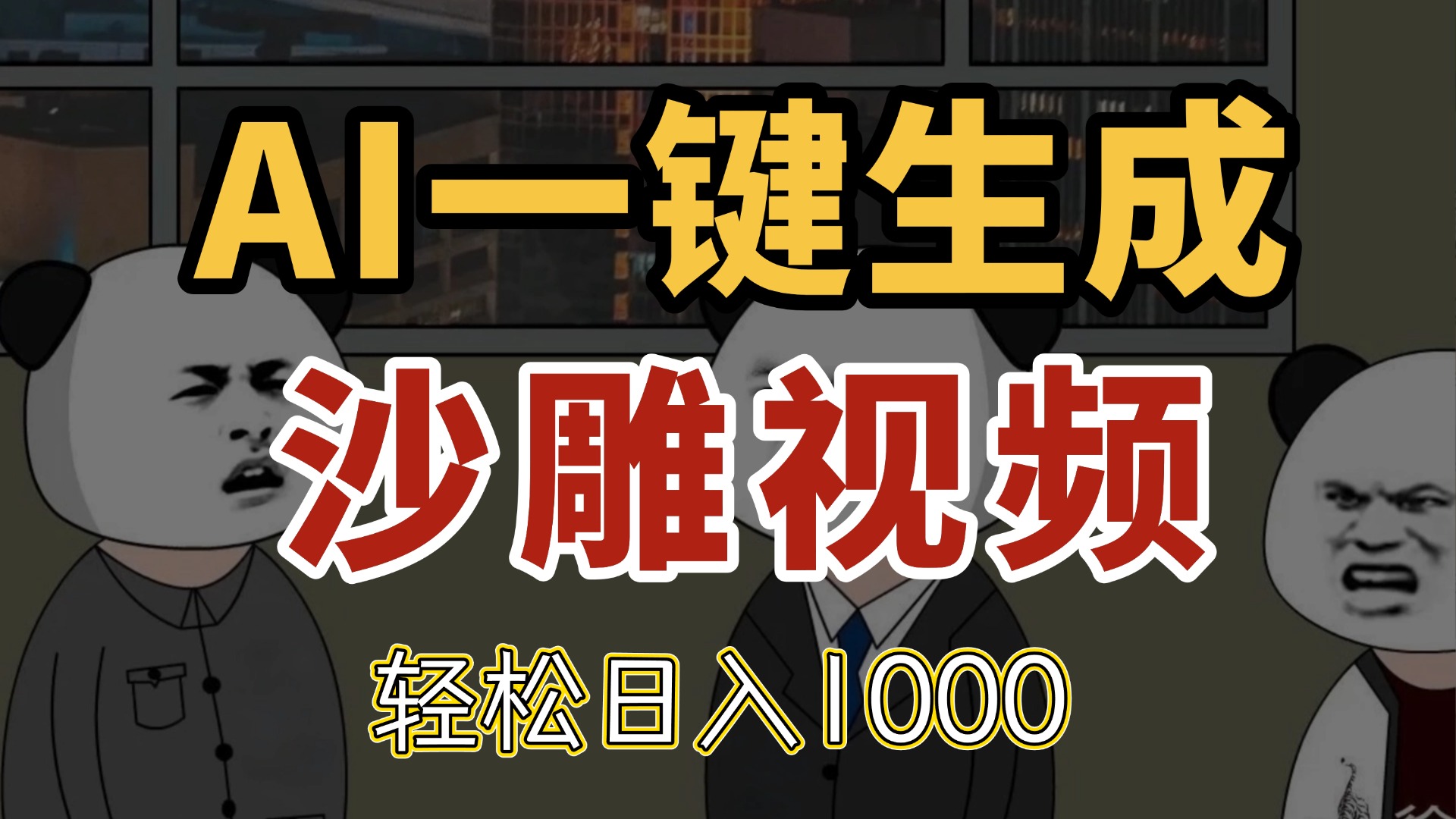 AI一键生成沙雕视频，一条视频千万播放，轻松日入1000-苍穹网创