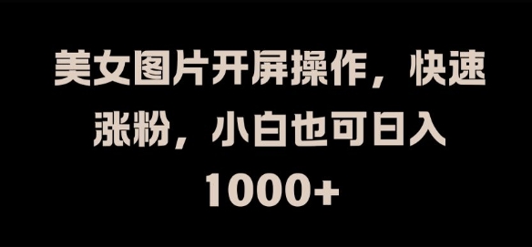 美女图片开屏操作，快速涨粉，小白也可日入1k【揭秘】-苍穹网创