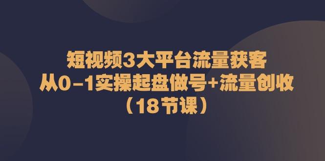 短视频3大平台流量获客：从0-1实操起盘做号+流量创收(18节课)-苍穹网创