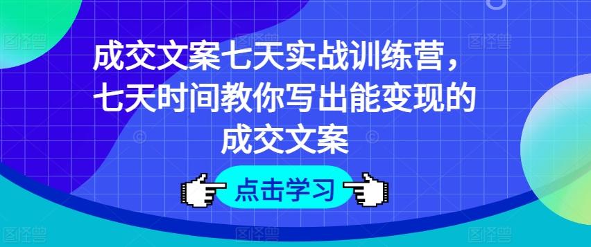 成交文案七天实战训练营，七天时间教你写出能变现的成交文案-苍穹网创