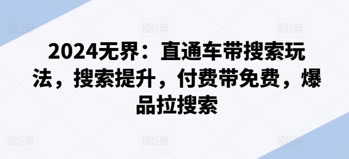 2024无界：直通车带搜索玩法，搜索提升，付费带免费，爆品拉搜索-苍穹网创