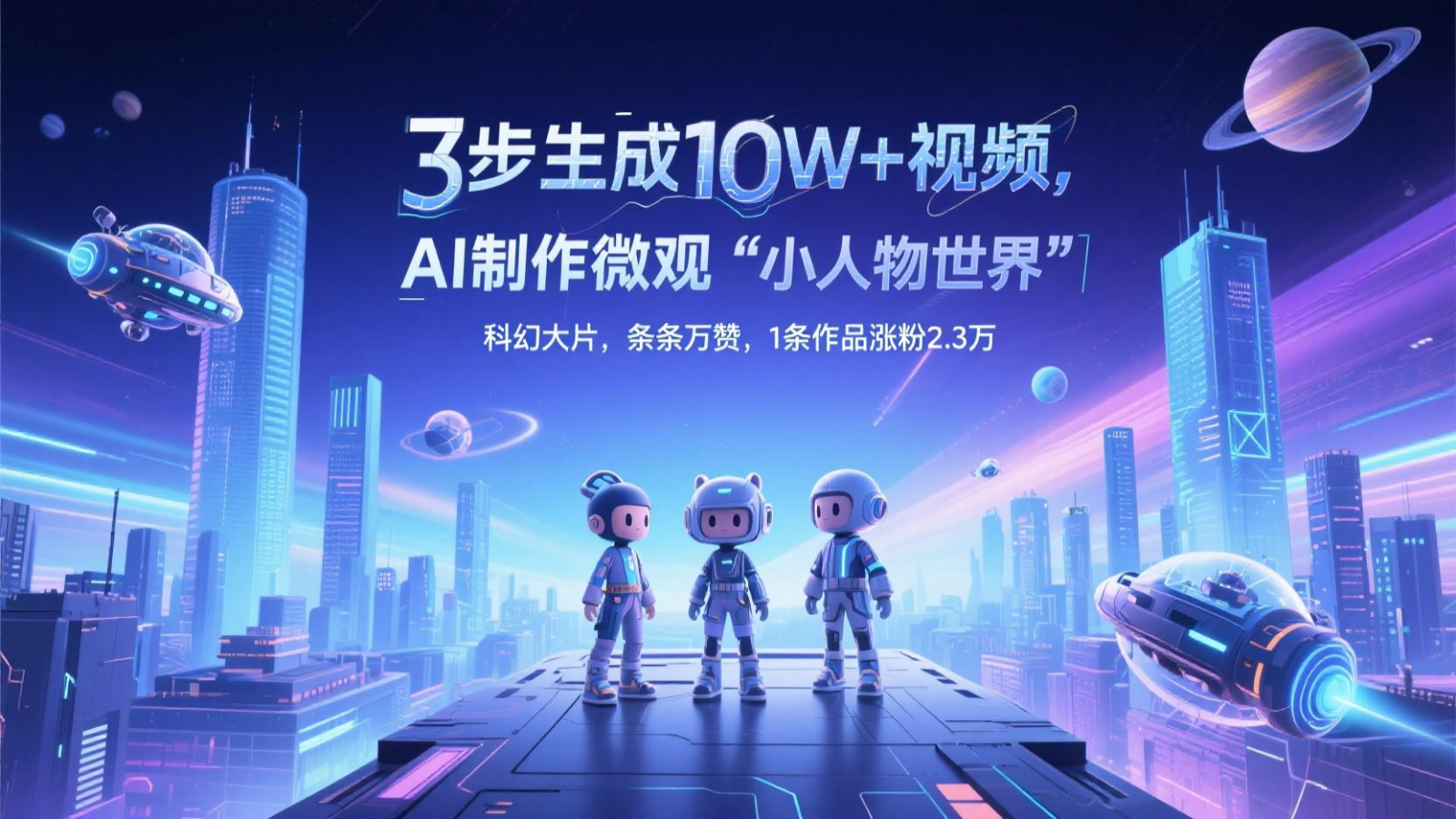 三步生成10W+视频，AI制作微观“小人物世界”科幻大片，条条万赞，1条作品涨粉2.3万-苍穹网创