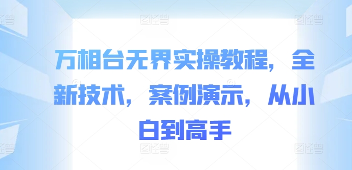 万相台无界实操教程，全新技术，案例演示，从小白到高手-苍穹网创